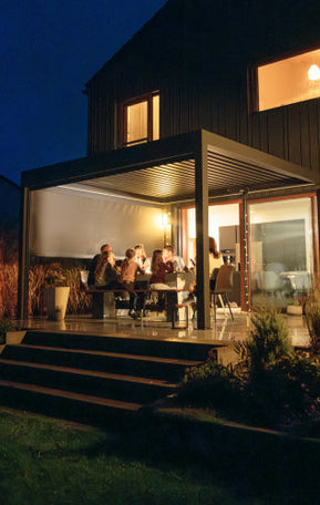 dinner under pergola at night