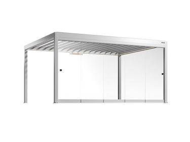 WHITE PERGOLA GLASS FRAMED 5m