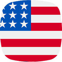 American flag with a blue circle on a white background