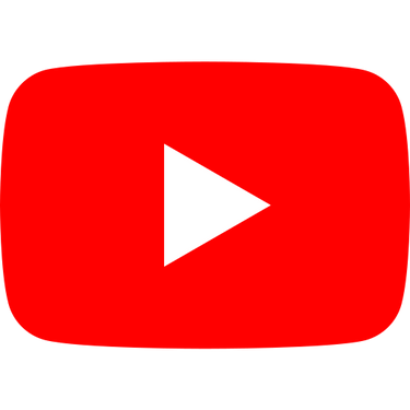 Red square with a white triangle in the center, representing the YouTube logo.