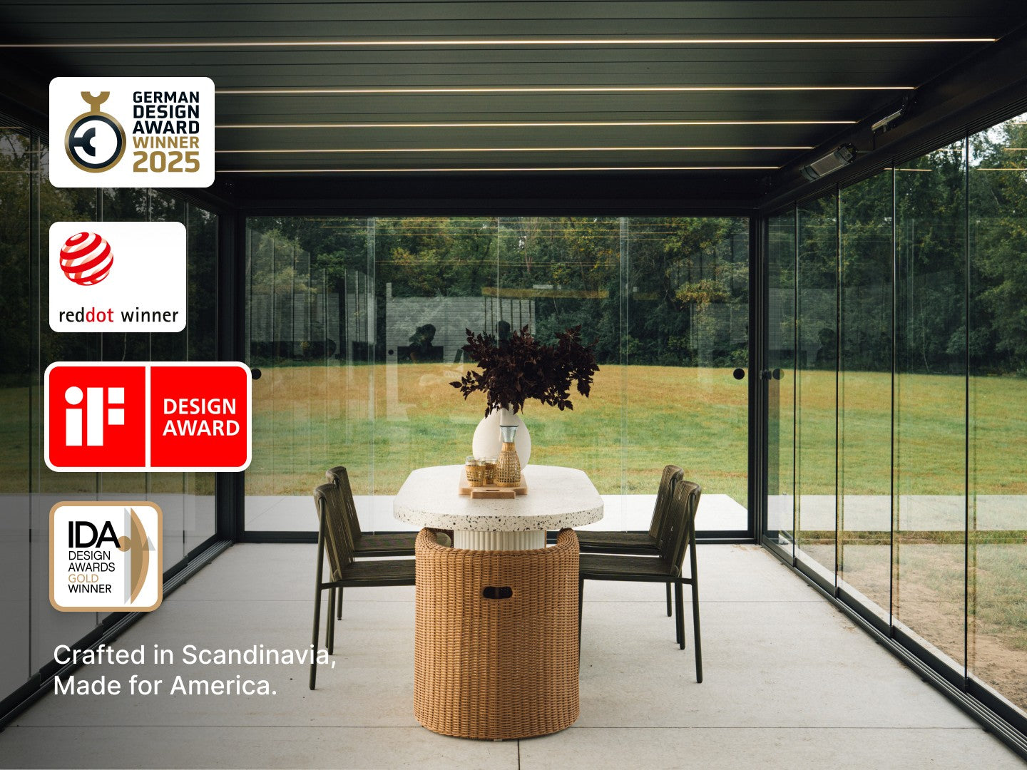 Luxury Motorized Pergola with LED Louvers | Skydance S3 | PERGOLUX