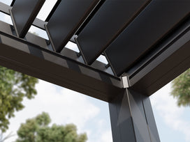 Close up view of PERGOLUX louver opened. 