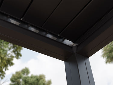 Close up of column and beam of pergola